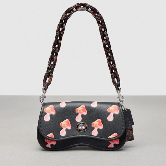 Coachtopia Wavy Dinky Leather Mushroom Print Chain Crossbody Purse Coach - Picture 2 of 16